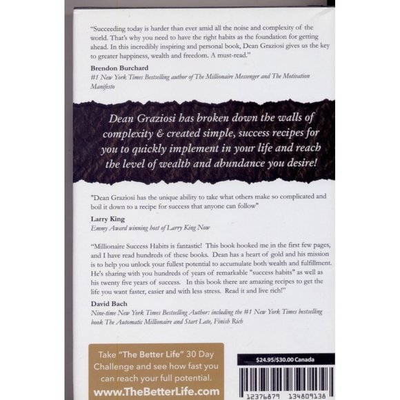MILLIONAIRE SUCCESS HABITS by DEAN GRAZIOSI, Brand-new from publisher, inc. pape - Picture 2 of 3